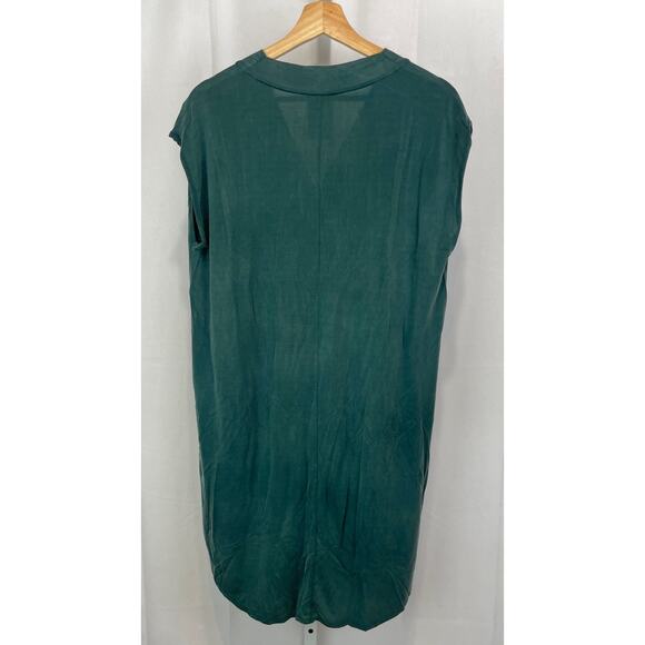 DOLAN Anthropologie Cap Sleeve V-Neck Tunic Dress Hi Low Green Petite S PS - Picture 2 of 9